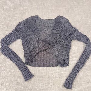 Neon Blonde Metallic Silver Grey Liberty Knit Top XS